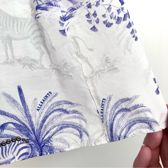 AllSaints Fay Tajpur Shirt Dress Blue and White Size 6 - Picture 4 of 12